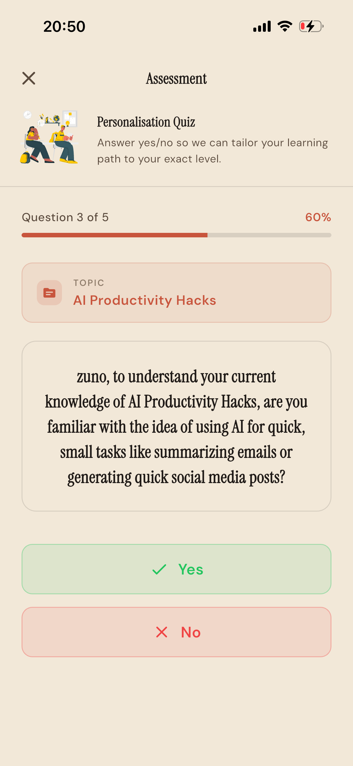 ZunoScroll assessment page
