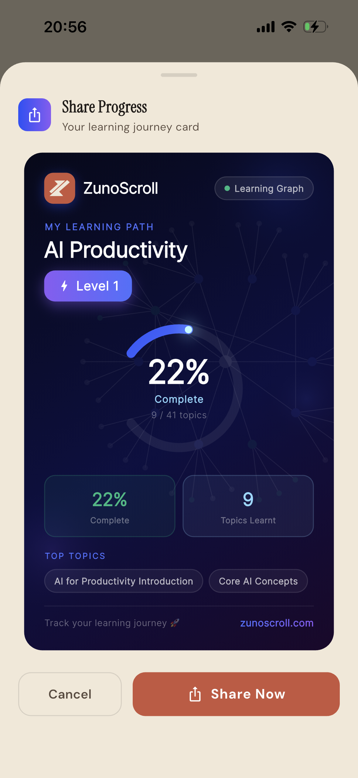 ZunoScroll graph sharing page